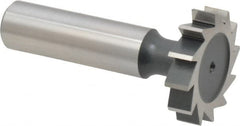 Interstate - 1-1/8" Diam x 1/4" Face Width, High Speed Steel, 12 Teeth, Shank Connection Woodruff Keyseat Cutter - Uncoated, 2-1/4" OAL x 1/2" Shank, Straight Teeth, ANSI 809, Old Standard 18 - Benchmark Tooling