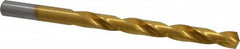 Chicago-Latrobe - 19/64" 135° High Speed Steel Jobber Drill - TiN Finish, Right Hand Cut, Spiral Flute, Straight Shank, 4-3/8" OAL, Split Point - Benchmark Tooling