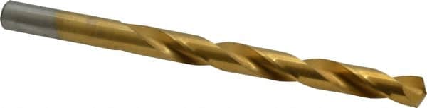 Chicago-Latrobe - 11/32" 135° High Speed Steel Jobber Drill - TiN Finish, Right Hand Cut, Spiral Flute, Straight Shank, 4-3/4" OAL, Split Point - Benchmark Tooling
