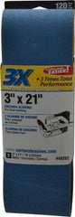 Norton - 3" Wide x 21" OAL, 120 Grit, Zirconia Alumina Abrasive Belt - Zirconia Alumina, Fine, Coated, Y Weighted Cloth Backing, Series 3X - Benchmark Tooling