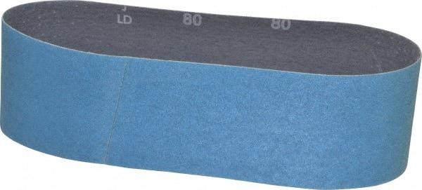 Norton - 3" Wide x 24" OAL, 80 Grit, Zirconia Alumina Abrasive Belt - Zirconia Alumina, Medium, Coated, Y Weighted Cloth Backing, Series 3X - Benchmark Tooling