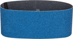 Norton - 4" Wide x 24" OAL, 36 Grit, Zirconia Alumina Abrasive Belt - Zirconia Alumina, Very Coarse, Coated, Y Weighted Cloth Backing, Series 3X - Benchmark Tooling