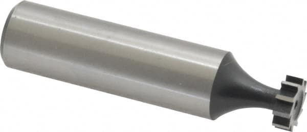 Interstate - 3/8" Diam x 1/8" Face Width, High Speed Steel, 6 Teeth, Shank Connection Woodruff Keyseat Cutter - Uncoated, 2-1/8" OAL x 1/2" Shank, Straight Teeth, ANSI 403, Old Standard 213 - Benchmark Tooling