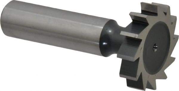 Interstate - 1-1/8" Diam x 1/4" Face Width, Cobalt, 12 Teeth, Shank Connection Woodruff Keyseat Cutter - Uncoated, 2-1/4" OAL x 1/2" Shank, Straight Teeth, ANSI 809, Old Standard 18 - Benchmark Tooling