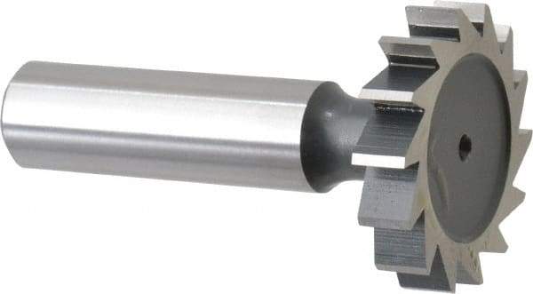 Interstate - 1-1/4" Diam x 1/4" Face Width, Cobalt, 14 Teeth, Shank Connection Woodruff Keyseat Cutter - Uncoated, 2-1/4" OAL x 1/2" Shank, Straight Teeth, ANSI 810, Old Standard 21 - Benchmark Tooling