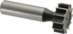 Interstate - 1" Diam x 3/8" Face Width, Cobalt, 12 Teeth, Shank Connection Woodruff Keyseat Cutter - Uncoated, 2-3/8" OAL x 1/2" Shank, Straight Teeth, ANSI 1208, Old Standard 152 - Benchmark Tooling