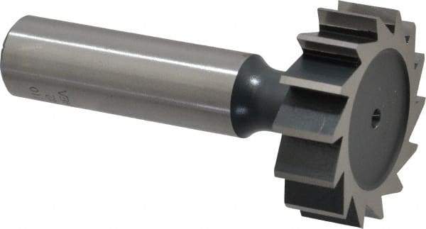 Interstate - 1-1/4" Diam x 3/8" Face Width, Cobalt, 14 Teeth, Shank Connection Woodruff Keyseat Cutter - Uncoated, 2-3/8" OAL x 1/2" Shank, Straight Teeth, ANSI 1210, Old Standard E - Benchmark Tooling