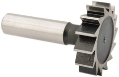 Interstate - 1-1/2" Diam x 3/8" Face Width, Cobalt, 16 Teeth, Shank Connection Woodruff Keyseat Cutter - Uncoated, 2-3/8" OAL x 1/2" Shank, Straight Teeth, ANSI 1212, Old Standard G - Benchmark Tooling