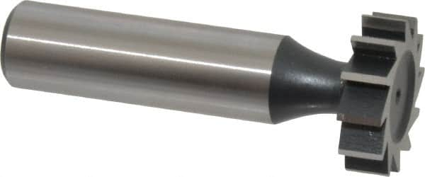 Interstate - 7/8" Diam x 1/4" Face Width, High Speed Steel, 10 Teeth, Shank Connection Woodruff Keyseat Cutter - Uncoated, 2-1/4" OAL x 1/2" Shank, Straight Teeth, ANSI 807, Old Standard A - Benchmark Tooling