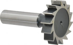 Interstate - 1-1/2" Diam x 3/8" Face Width, High Speed Steel, 16 Teeth, Shank Connection Woodruff Keyseat Cutter - Uncoated, 2-3/8" OAL x 1/2" Shank, Straight Teeth, ANSI 1212, Old Standard G - Benchmark Tooling