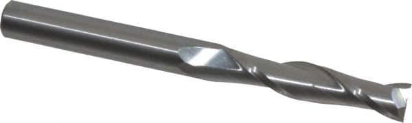 OSG - 3/8", 1-3/4" LOC, 3/8" Shank Diam, 4" OAL, 2 Flute, Solid Carbide Square End Mill - Single End, Uncoated, Spiral Flute, 30° Helix, Centercutting, Right Hand Cut, Right Hand Flute, Series 482 - Benchmark Tooling