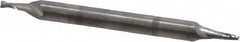 OSG - 3/64", 3/32" LOC, 1/8" Shank Diam, 1-1/2" OAL, 2 Flute, Solid Carbide Square End Mill - Double End, Uncoated, Spiral Flute, 30° Helix, Centercutting, Right Hand Cut, Right Hand Flute, Series 422 - Benchmark Tooling