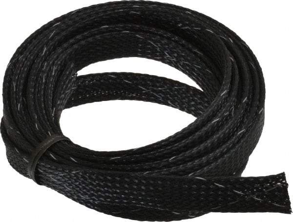 Techflex - Black/White Braided Expandable Cable Sleeve - 10' Coil Length, -103 to 257°F - Benchmark Tooling