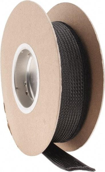 Techflex - Black Braided Cable Sleeve - 25' Coil Length, -103 to 257°F - Benchmark Tooling