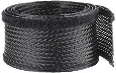 Techflex - Black Braided Cable Sleeve - 3' Coil Length, -103 to 257°F - Benchmark Tooling