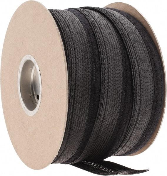 Techflex - Black Braided Cable Sleeve - 100' Coil Length, -103 to 257°F - Benchmark Tooling