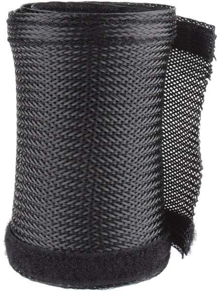 Techflex - Black Braided Cable Sleeve - 3' Coil Length, -103 to 257°F - Benchmark Tooling