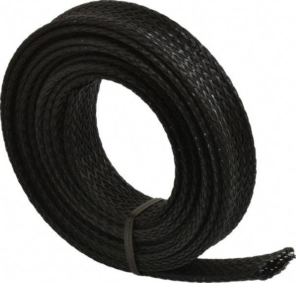 Techflex - Black Braided Expandable Cable Sleeve - 10' Coil Length, -103 to 257°F - Benchmark Tooling