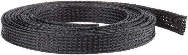 Techflex - Black Braided Expandable Cable Sleeve - 10' Coil Length, -103 to 257°F - Benchmark Tooling