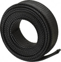Techflex - Black Braided Expandable Cable Sleeve - 10' Coil Length, -103 to 257°F - Benchmark Tooling