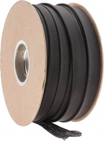 Techflex - Black Braided Expandable Cable Sleeve - 250' Coil Length, -103 to 257°F - Benchmark Tooling