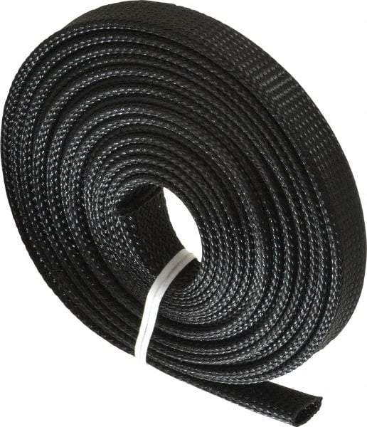 Techflex - Black Braided Expandable Cable Sleeve - 10' Coil Length, -103 to 257°F - Benchmark Tooling