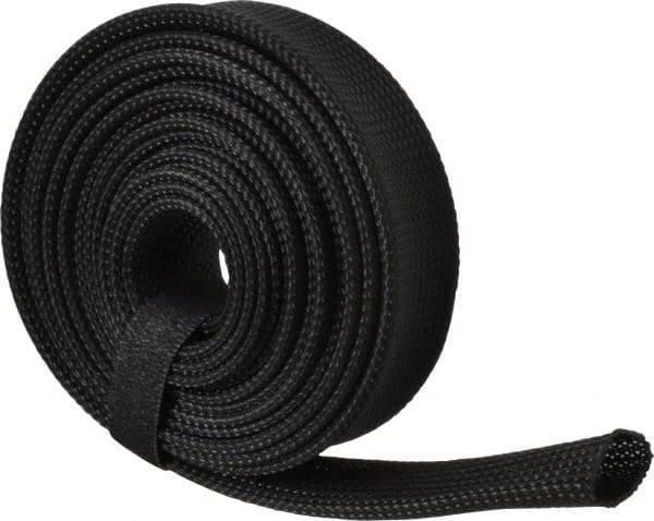 Techflex - Black Braided Expandable Cable Sleeve - 10' Coil Length, -103 to 257°F - Benchmark Tooling