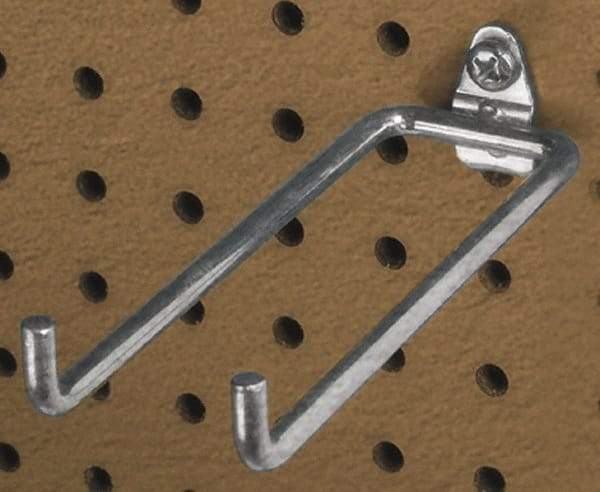 Triton - 1/4" Diam, 5-3/4" Long Double Arm Pegboard Hook - 6-1/4" Projection, 80° Bend, 3/4" Bend Length, Steel - Benchmark Tooling