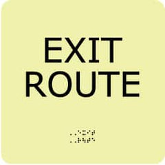 NMC - Exit Route, Plastic Exit Sign - 8" Wide x 8" High, English/Braille, Glow-in-the-Dark - Benchmark Tooling