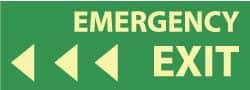 NMC - Emergency Exit, Pressure Sensitive Vinyl Exit Sign - 14" Wide x 5" High, Glow-in-the-Dark - Benchmark Tooling