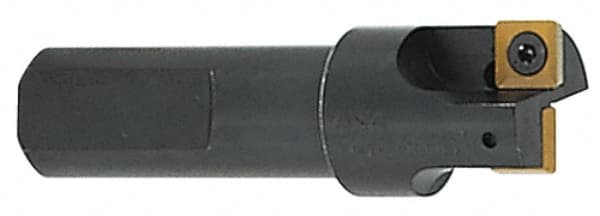 Cutting Tool Technologies - 5/8" Cut Diam, 0.28" Max Depth of Cut, 3/4" Shank Diam, 3" OAL, Indexable Square Shoulder Centercutting End Mill - SDEB 2.522, SDEH 2.522 Inserts, Flatted Shank, 90° Lead Angle, Through Coolant - Benchmark Tooling