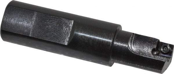 Cutting Tool Technologies - 5/8" Cut Diam, 0.28" Max Depth of Cut, 3/4" Shank Diam, 3" OAL, Indexable Square Shoulder Centercutting End Mill - SDEB 2.522, SDEH 2.522 Inserts, Flatted Shank, 90° Lead Angle - Benchmark Tooling