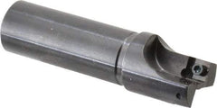 Cutting Tool Technologies - 7/8" Cut Diam, 0.28" Max Depth of Cut, 3/4" Shank Diam, 3" OAL, Indexable Square Shoulder Centercutting End Mill - SPEH 2.522 Inserts, Flatted Shank, 90° Lead Angle - Benchmark Tooling