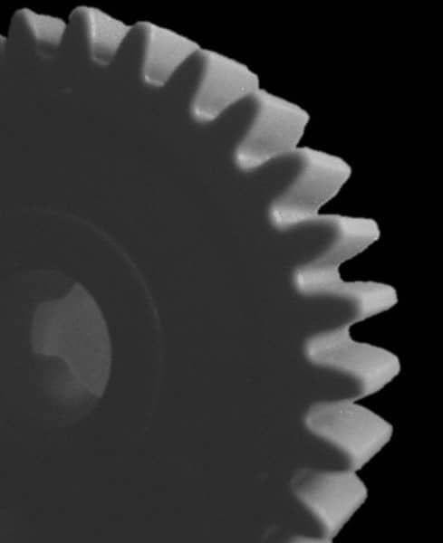 Made in USA - 32 Pitch, 1" Pitch Diam, 1-1/16" OD, 32 Tooth Spur Gear - 3/16" Face Width, 1/4" Bore Diam, 5/8" Hub Diam, 20° Pressure Angle, Acetal - Benchmark Tooling