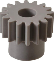 Made in USA - 20 Pitch, 0.8" Pitch Diam, 0.9" OD, 16 Tooth Spur Gear - 3/8" Face Width, 5/16" Bore Diam, 39/64" Hub Diam, 20° Pressure Angle, Acetal - Benchmark Tooling