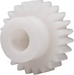 Made in USA - 20 Pitch, 1.15" Pitch Diam, 1-1/4" OD, 23 Tooth Spur Gear - 3/8" Face Width, 3/8" Bore Diam, 47/64" Hub Diam, 20° Pressure Angle, Acetal - Benchmark Tooling