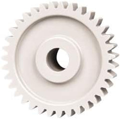 Made in USA - 20 Pitch, 1-3/4" Pitch Diam, 1.85" OD, 35 Tooth Spur Gear - 3/8" Face Width, 3/8" Bore Diam, 47/64" Hub Diam, 20° Pressure Angle, Acetal - Benchmark Tooling