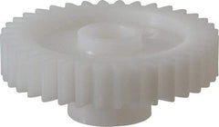 Made in USA - 20 Pitch, 1.8" Pitch Diam, 1.9" OD, 36 Tooth Spur Gear - 3/8" Face Width, 3/8" Bore Diam, 47/64" Hub Diam, 20° Pressure Angle, Acetal - Benchmark Tooling