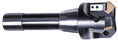 APT - 45° Lead Angle, 2" Max Cut Diam, 2" Min Cut Diam, 5/16" Max Depth of Cut, Indexable Chamfer and Angle End Mill - 3 Inserts, SPG, SPU Insert Style, 3" OAL, Straight Shank - Benchmark Tooling