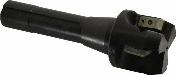 APT - 15° Lead Angle, 2" Max Cut Diam, 2" Min Cut Diam, 0.4063" Max Depth of Cut, Indexable Chamfer and Angle End Mill - 3 Inserts, SPG, SPU Insert Style, 5" OAL, Taper Shank - Benchmark Tooling