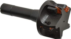 APT - 15° Lead Angle, 3" Max Cut Diam, 3" Min Cut Diam, 0.4063" Max Depth of Cut, Indexable Chamfer and Angle End Mill - 5 Inserts, SPG, SPU Insert Style, 5" OAL, Taper Shank - Benchmark Tooling