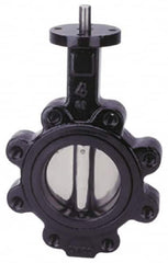 Apollo - 6" Pipe, Lug Butterfly Valve - Bare Stem Handle, Cast Iron Body, Buna-N Seat, 200 WOG, PTFE Disc, Stainless Steel Stem - Benchmark Tooling
