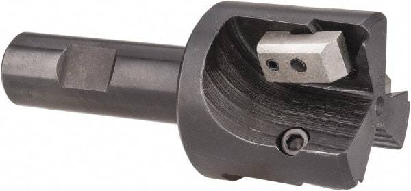 APT - 1-3/4" Cut Diam, 0.65" Max Depth of Cut, 3/4" Shank Diam, 3-7/8" OAL, Indexable Square Shoulder End Mill - TPC 32..., TPG 32., TPU 32. Inserts, Weldon Shank, 90° Lead Angle, Series Tri-Dex - Benchmark Tooling