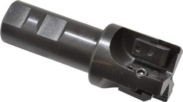 APT - 1-1/2" Cut Diam, 0.65" Max Depth of Cut, 1" Shank Diam, 3-7/8" OAL, Indexable Square Shoulder End Mill - TPC 32..., TPG 32., TPU 32. Inserts, Weldon Shank, 90° Lead Angle, Series Tri-Dex - Benchmark Tooling
