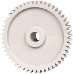 Made in USA - 20 Pitch, 2-1/2" Pitch Diam, 2.6" OD, 50 Tooth Spur Gear - 3/8" Face Width, 3/8" Bore Diam, 3/4" Hub Diam, 20° Pressure Angle, Acetal - Benchmark Tooling