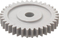 Made in USA - 24 Pitch, 1-1/2" Pitch Diam, 1.583" OD, 36 Tooth Spur Gear - 1/4" Face Width, 1/4" Bore Diam, 5/8" Hub Diam, 20° Pressure Angle, Acetal - Benchmark Tooling