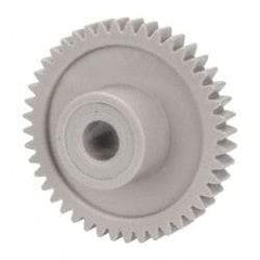 Made in USA - 32 Pitch, 1-3/8" Pitch Diam, 1-7/16" OD, 44 Tooth Spur Gear - 3/16" Face Width, 1/4" Bore Diam, 39/64" Hub Diam, 20° Pressure Angle, Acetal - Benchmark Tooling