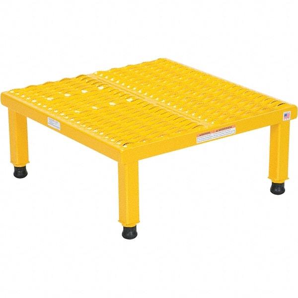 Vestil - 9" High x 24" Wide x 24" Deep, Yellow Step Stand - Steel, 500 Lb Capacity - Benchmark Tooling