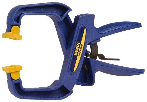 Irwin - 4" Jaw Opening Capacity, 3" Throat Depth, Spring Clamp - 75 Lb Clamping Pressure, 8" OAL - Benchmark Tooling