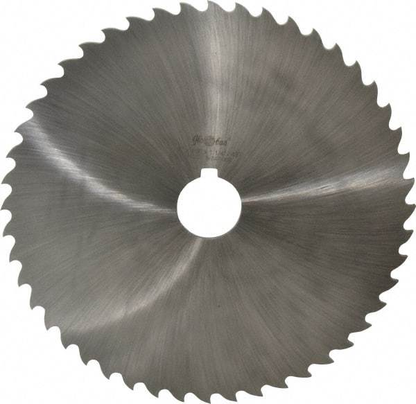 Value Collection - 8" Diam x 1/8" Blade Thickness x 1-1/4" Arbor Hole Diam, 48 Tooth Slitting and Slotting Saw - Arbor Connection, Right Hand, Uncoated, High Speed Steel, Concave Ground, Contains Keyway - Benchmark Tooling